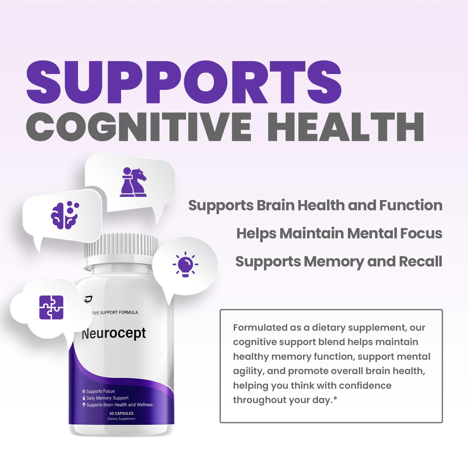 Neurocept Supplement Capsules – All Natural Maximum Strength Formula, Focus & Memory Support (2 Pack – 120 Capsules) IndeloAu supplements