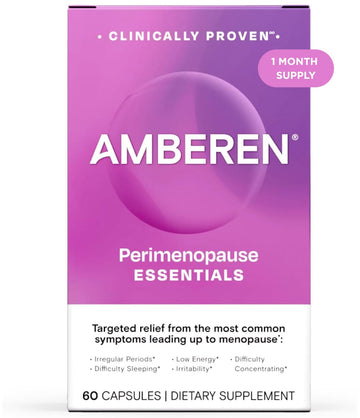 Amberen Perimenopause, Peri-Menopause Multi-Symptom Relief, Vitamin B, Vitamin E & Antioxidants Supplement, Clinically Shown to Help Support Hormone Balance, Hot Flashes & Night Sweats, 60 Count AmberenAu supplements