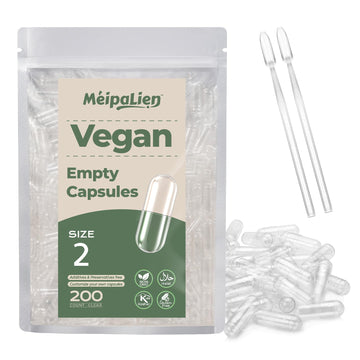 HPMC Empty Capsules Size 2-200 Clear Count Pill Capsules Empty - Plant-Based Cellulose | Vegetarian, Halal, Non-GMO | for DIY Supplement & Herbal Filling MéipaLienAu supplements