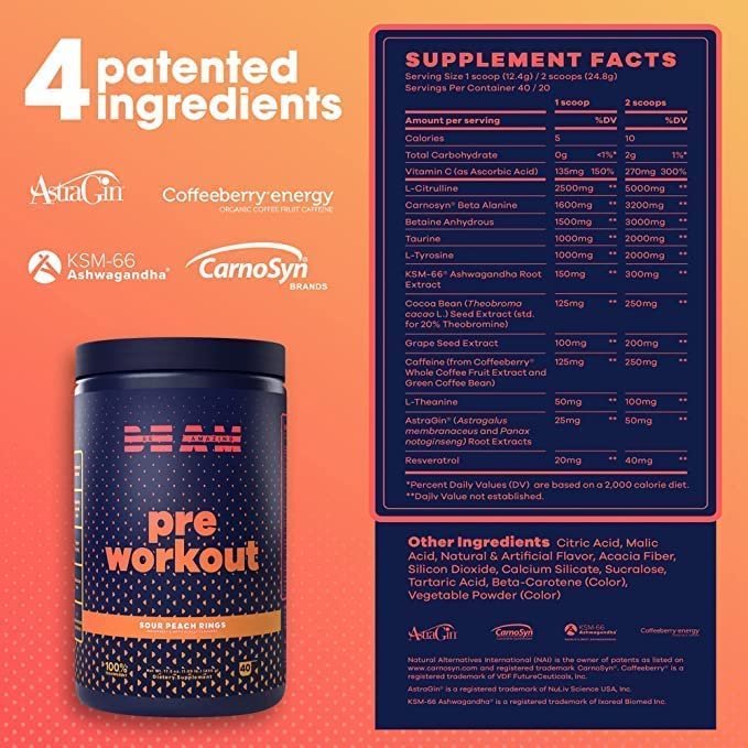 BEAM Pre-Workout Powder | Vegan Energy Booster Powdered Drink with All-Natural BEAMUS supplements