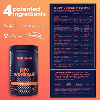 BEAM Pre-Workout Powder | Vegan Energy Booster Powdered Drink with All-Natural BEAMUS supplements