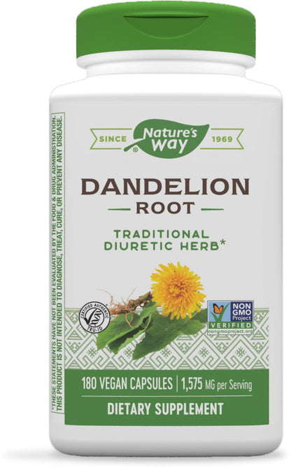 Nature's Way Dandelion Root Diuretic Herb* 525 mg per Capsule Non-GMO Nature's WayUS supplements