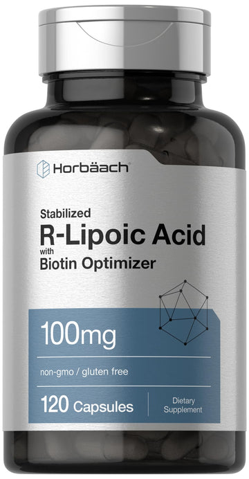 R-Lipoic Acid 100 mg | 120 Capsules | with Biotin Optimizer | Non-GMO, Gluten Free HorbäachAu supplements