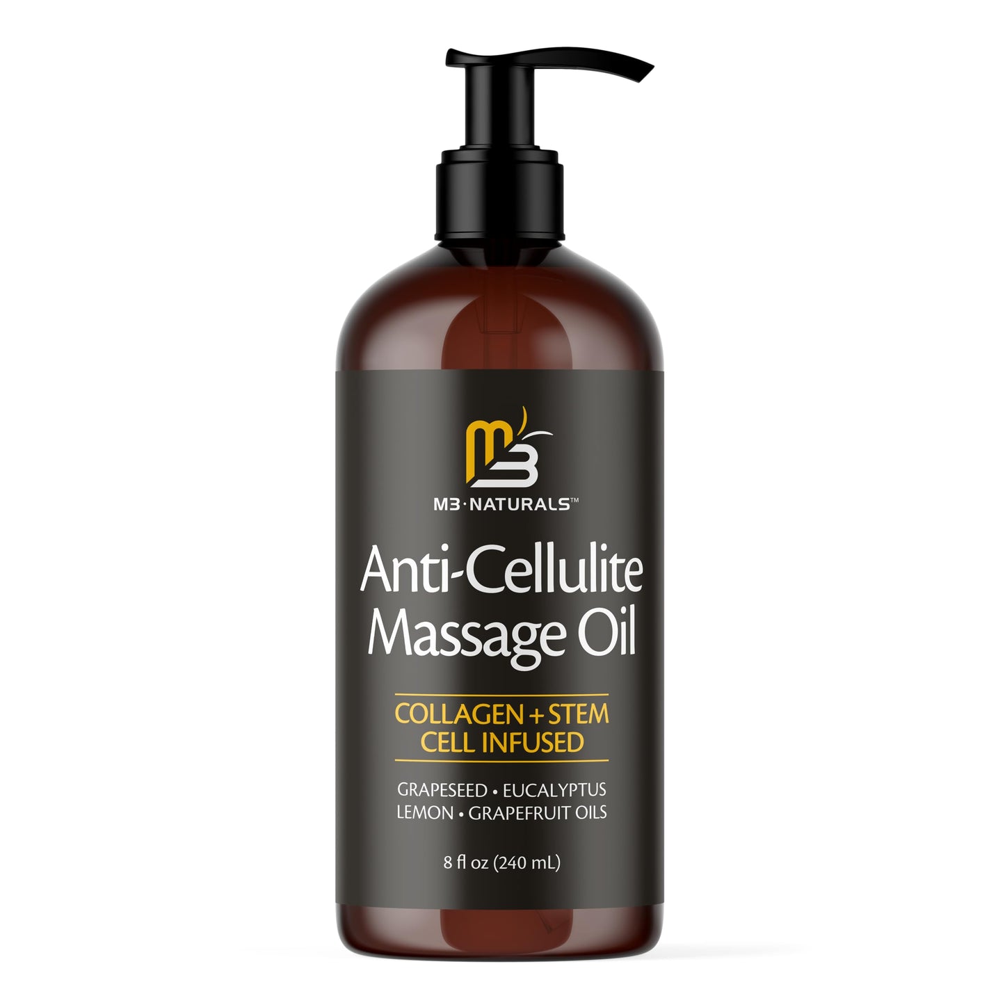 Anti Cellulite Massage Oil for Massage Therapy - Collagen and Stem Cell Skin Tightening M3 NaturalsUS supplements