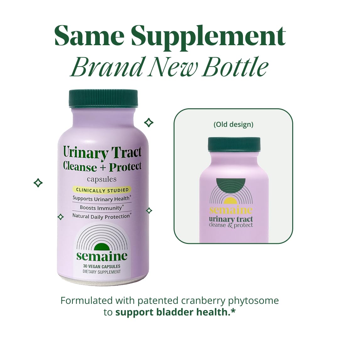 Semaine Urinary Tract Cleanse & Protect – 30 ct, Bladder Support Supplement for Women, Flushes Urinary Tract. Combines Cranberry Proanthocyanidins with Hibiscus. SemaineAu supplements