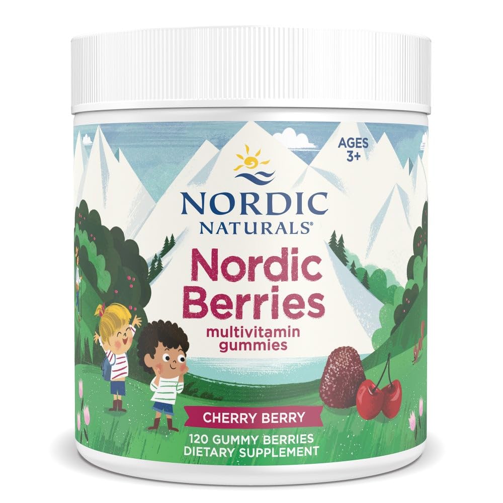 Nordic Naturals Nordic Berries, Cherry Berry - 120 Gummy Berries - Great-Tasting Multivitamin for Ages 2+ - Growth, Development, Optimal Wellness - Non-GMO, Vegetarian - 30 Servings Nordic NaturalsAu supplements