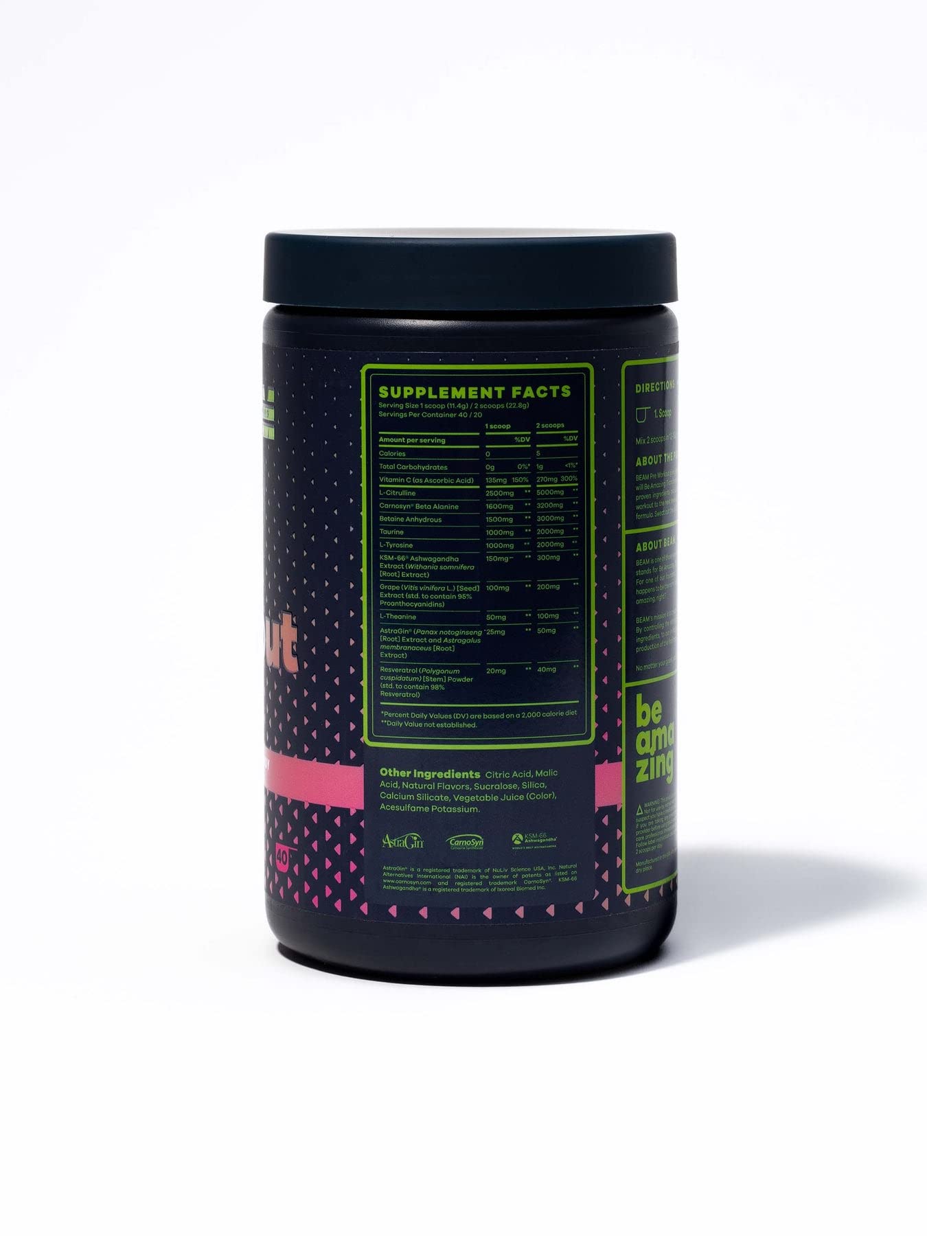 BEAM Be Amazing Vegan Stim Free Pre-Workout Powder | Energy Booster Powdered Drink BEAMAu supplements