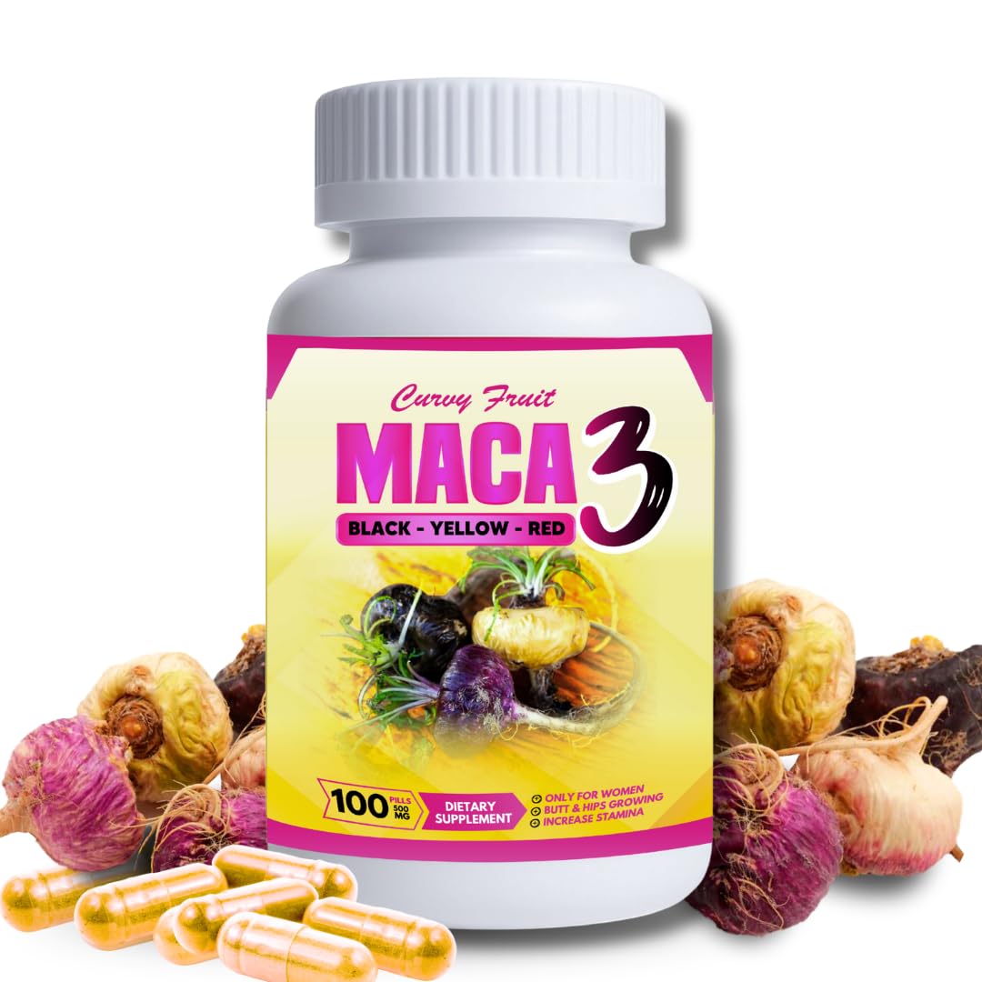 Maca 3 Capsules – Black, Red & Yellow Maca Root Blend – Feminine Balance & Natural Body Support – Herbal Formula Curvy FruitAu supplements