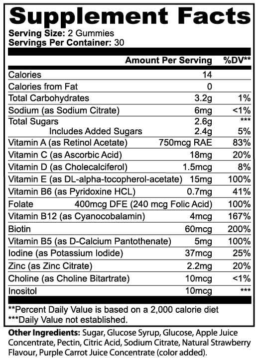 ZMZM LABS Multivitamin Gummies – Strawberry Flavor, 60 Gummies, Vegan, Gelatin-Free, Halal-Friendly Daily Vitamin Supplement ZMZM LABSUS supplements