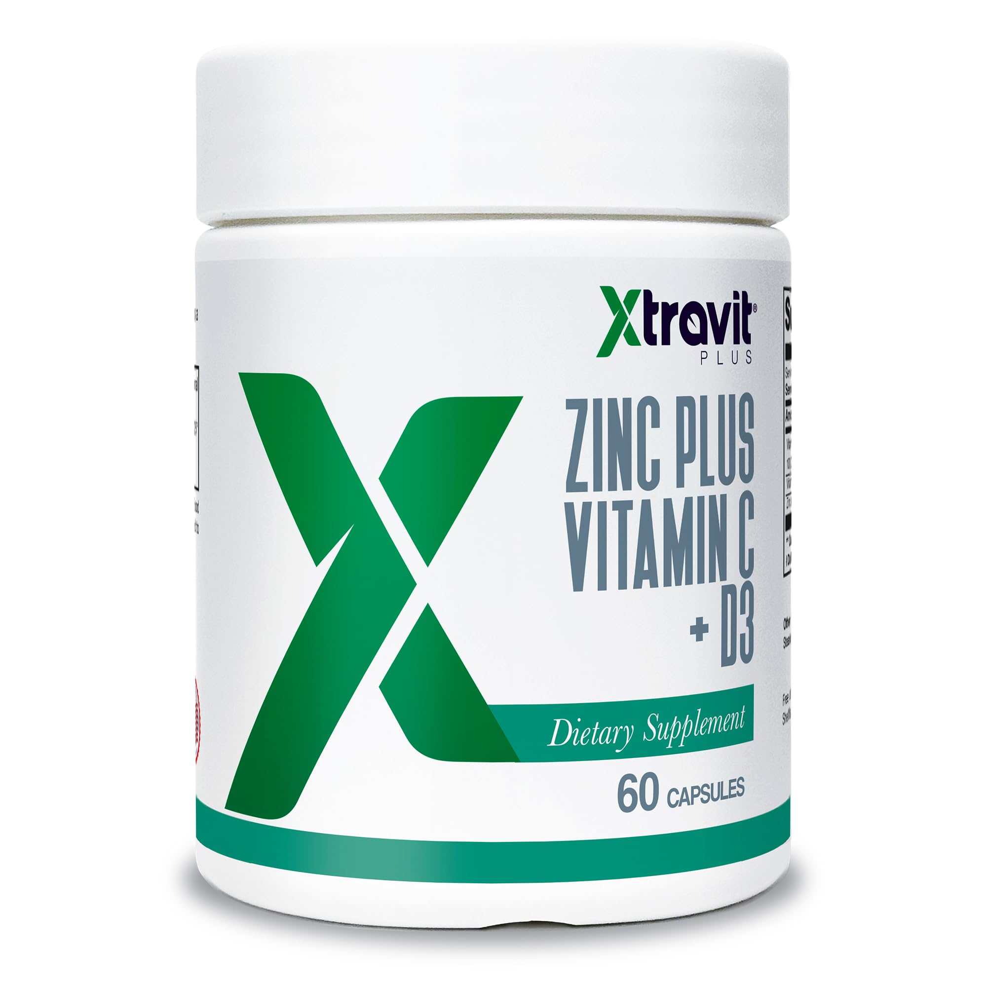 Xtravit Zinc Plus Vitamin C + D3 Supplement – Natural Immune Defense Supplements for Men & Women - May Support Skin, Energy, Bones, & Overall Wellness - Non-GMO, Gluten-Free, No Fillers, 60 Capsules XtravitAu supplements