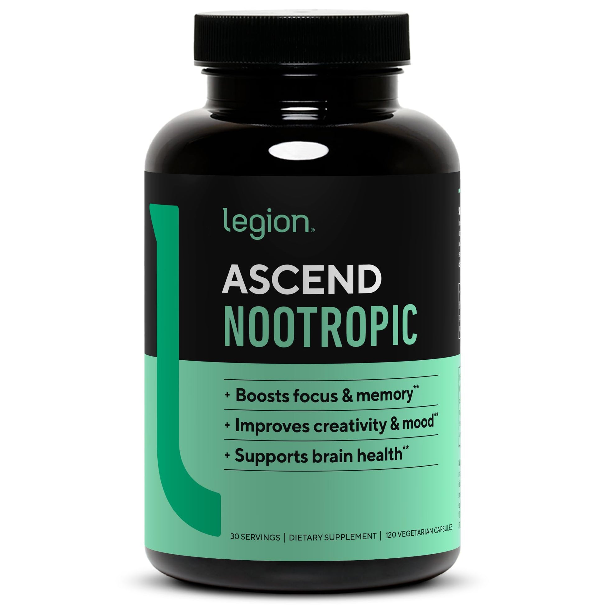 LEGION Athletics Ascend Nootropic - All-Natural Brain Supplements for Memory and Focus - Nootropics Brain Support Supplement with Alpha-GPC - Brain Supplement for Alertness & Mood Support, 30 Servings LEGIONAu supplements