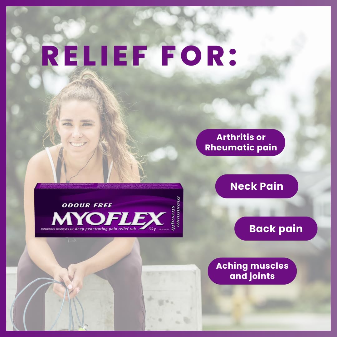 Myoflex Pain Relief Rub | Odourless | Provides Deep Penetrating Relief of Muscle Soreness & Joint Pain | Menthol Free | Stain Free | Non-Greasy | Great for Ages 2+ | 100 Grams (Maximum Strength) MyoflexAu supplements