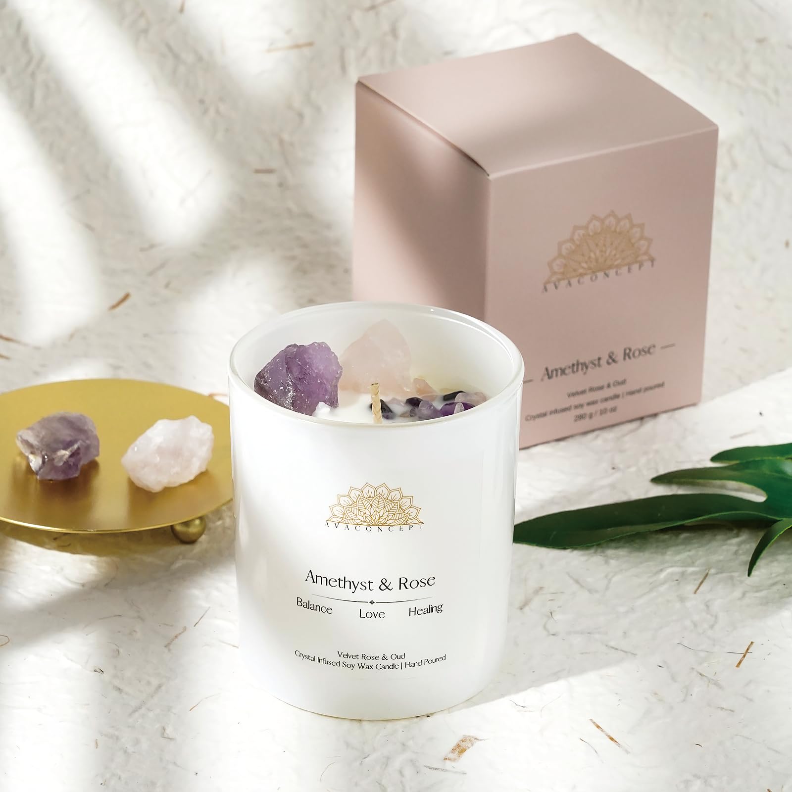 Ava Concept Scented Crystal Candle 10 oz jar Candle (Velvet Rose & Oud) ava conceptAu supplements