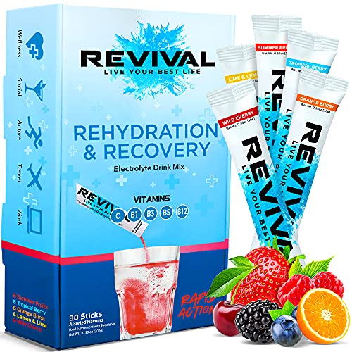 Revival Rapid Rehydration Electrolytes Powder - High Strength Vitamin C, B1, B3, B5, B12 Revival ShotsUS supplements