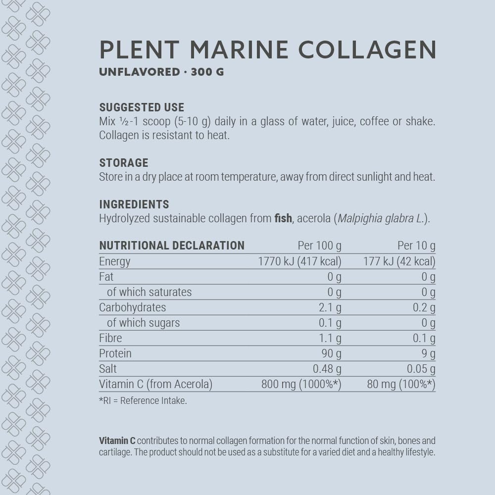 Plent Pure Marine Collagen Unflavored - Stay Beautiful - 5G Daily - Collagen Peptides - 300g PlentAu supplements