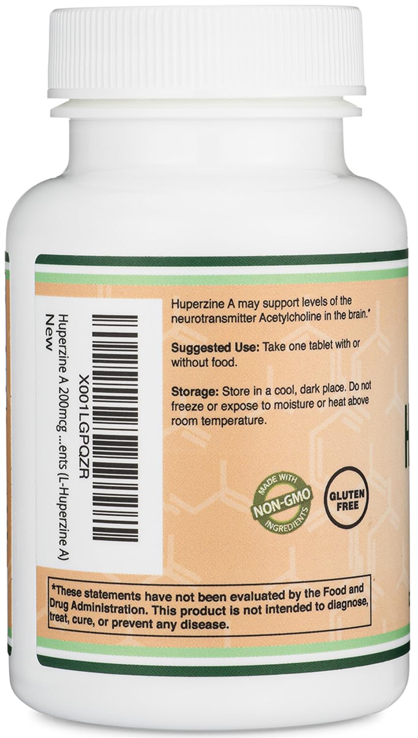 Huperzine A 200mcg (Third Party Tested) 120 Tablets, Brain Supplement to Promote Acetylcholine (Acetylcholinesterase Inhibitor) - Supports Memory and Focus by Double Wood Double Wood SupplementsAu supplements