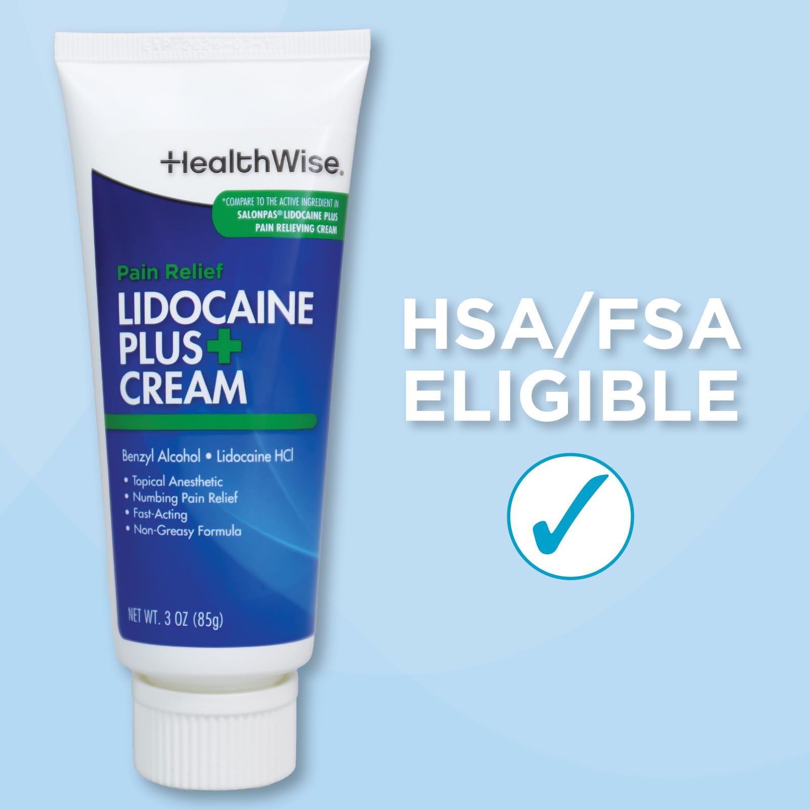 HealthWise Lidocaine Plus+ Cream | Numbs Away Pain | | Non-Greasy | 3.0 Oz | 4% OTC Lidocaine + 10% Benzyl Alcohol | Topical Anesthetic HealthWiseAu supplements