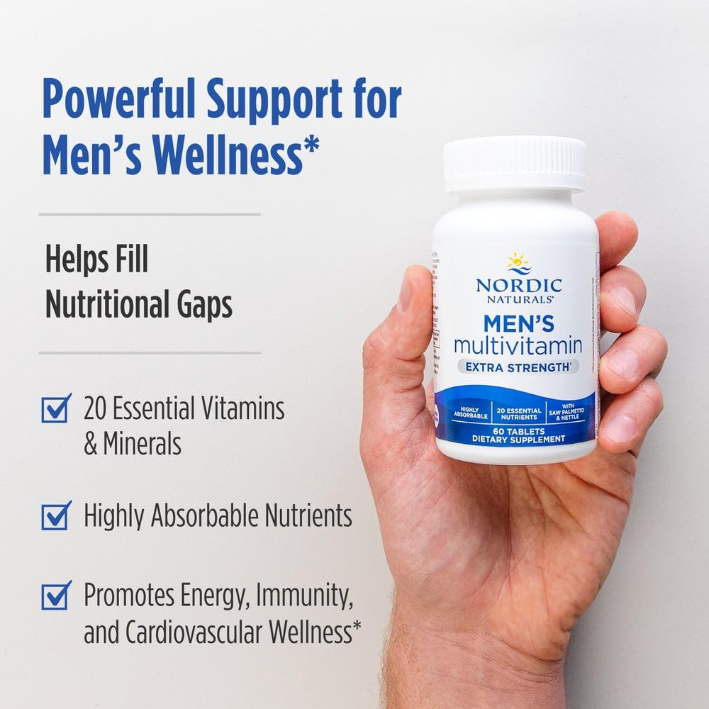 Nordic Naturals Men’s Multivitamin Extra Strength - Bone, Energy, & Blood-Vessel Support - Immunity Supplement - 20 Essential Nutrients - 60 Tablets - 30 Servings Nordic NaturalsAu supplements