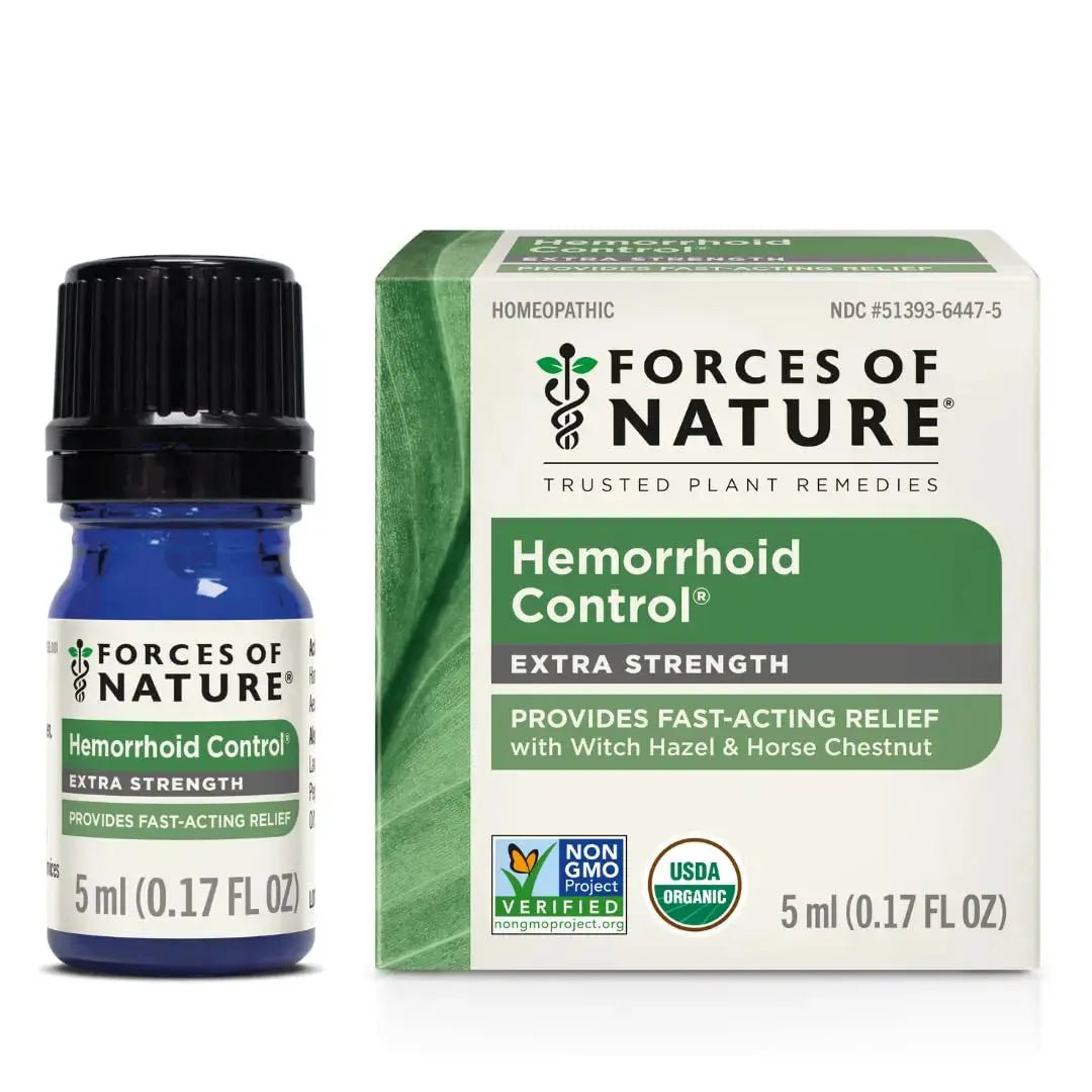 Forces of Nature Hemorrhoid Control Extra Strength, Organic Homeopathic Medicine with Witch Hazel, Horse Chestnut, and Soothing Essential Oils for Itching, Swelling & Discomfort, 5ml (0.17 fl oz) Forces of NatureAu supplements