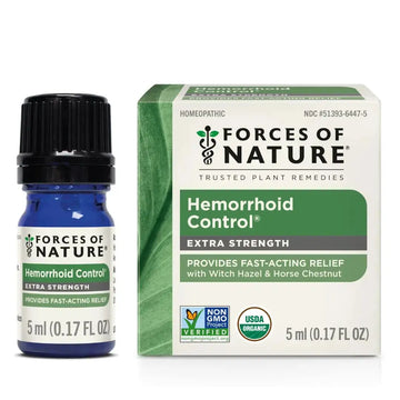 Forces of Nature Hemorrhoid Control Extra Strength, Organic Homeopathic Medicine with Witch Hazel, Horse Chestnut, and Soothing Essential Oils for Itching, Swelling & Discomfort, 5ml (0.17 fl oz) Forces of NatureAu supplements