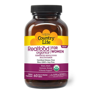 Country Life Realfood Organics Women’s Multivitamin – USDA Organic, Vegan, Gluten-Free – 1,300mg Fermented Whole Foods, Vitamins D, E, B, Folate & Biotin Country LifeAu supplements