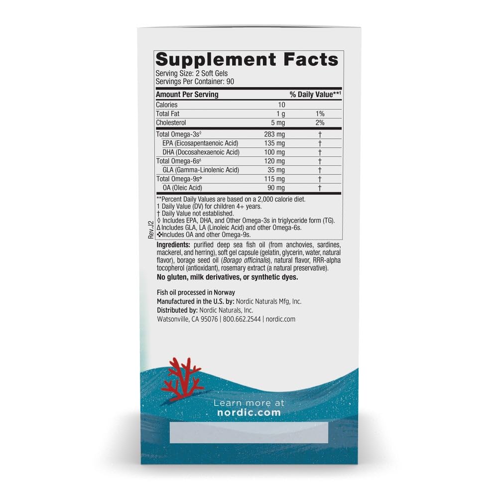 Nordic Naturals Complete Omega Jr., Lemon - 180 Mini Soft Gels - 283 mg Total Omega-3s & 35 mg GLA - Healthy Cognition, Nervous System Function - Non-GMO - 90 Servings Nordic NaturalsAu supplements