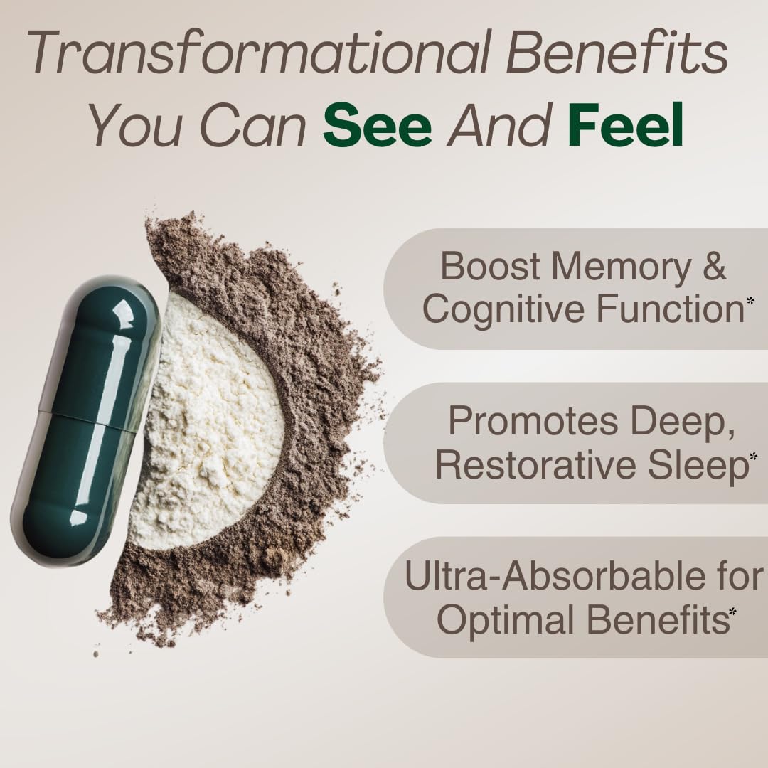 MAGPLUS+ Magnesium L-Threonate w Apigenin & L Theanine | 7-Ingredient Sleep Blend | Brain, Memory, & Sleep Support | Liposomal Magnesium Threonate Supplement (60 Capsules) Plus+UltraAu supplements