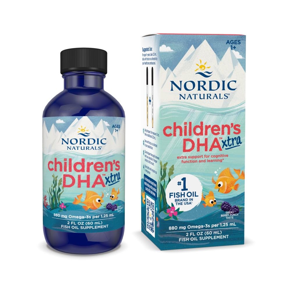 Nordic Naturals Children’s DHA Xtra, Berry Punch - 2 oz for Kids - 880 mg Total Omega-3s with EPA & DHA - Cognitive & Immune Function, Learning, Social Development - Non-GMO - 48 Servings Nordic NaturalsAu supplements