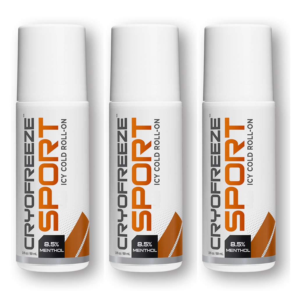 OMAX 3 Bottles CryoFreeze Sport ICY Cold Pain Relief Roll-On, 8.5% Menthol, Natural Pain Relief - 3 Bottles (3 oz Each) OMAXAu supplements