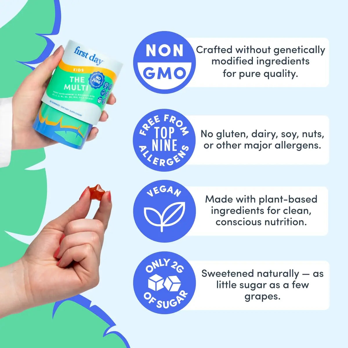 First Day Kids Multivitamin Gummies Age 4+, Strawberry & Orange - Kids Vitamins Multivitamin Gummy A C D3 K2 B1 B2 B6 B12 Folate, Immunity & Brain Function FIRST DAYAu supplements