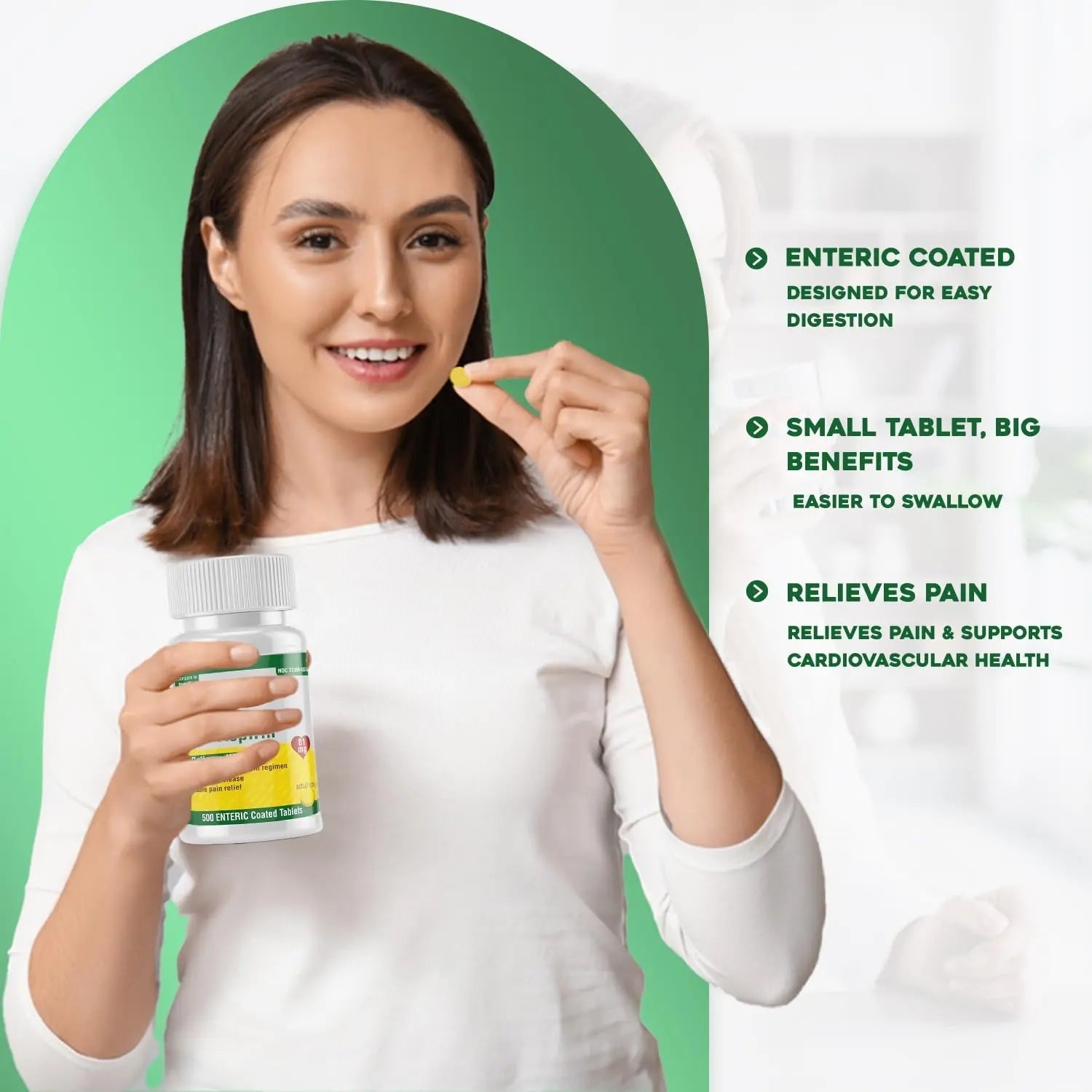 Safrel Generic Bayer Baby Aspirin 81 mg (500 Enteric Coated Tablets) | Adult Low Dose Strength Safe Pain Reliever (NSAID) for Minor Aches | Value Pack SafrelAu supplements