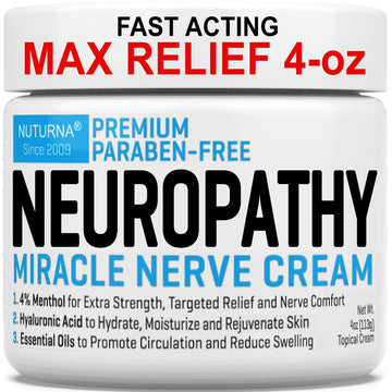 Neuropathy Nerve Relief Cream - Premium Nerve Cream 3X Action for Targeted Relief and Soothing Nerve Comfort - Maximum Strength with 4% Menthol Arnica MSM for Feet Hands Legs Toes & Back - Large 4 Oz NuturnaAu supplements