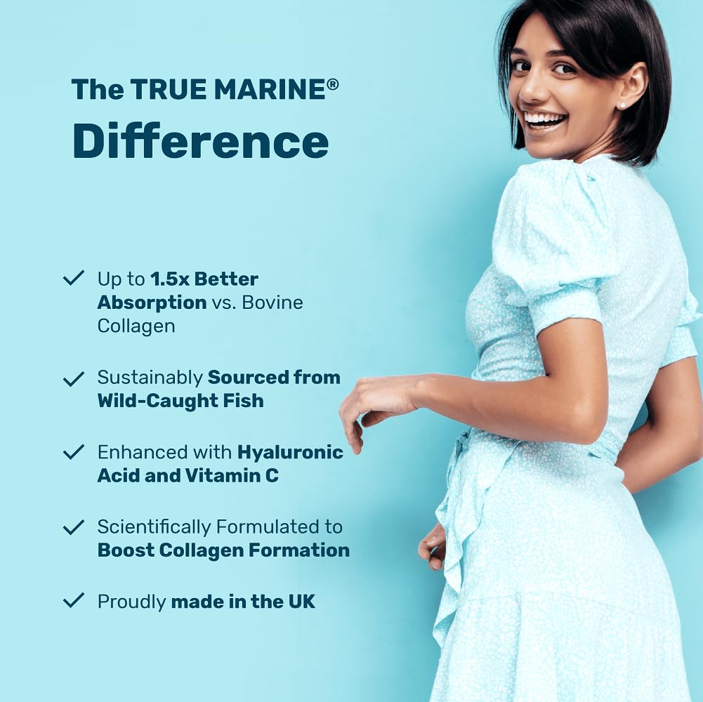 TRUE MARINE Collagen Capsules - 2,400mg of Marine Collagen with Hyaluronic Acid & Vitamin C - Skin, Hair, Nails & Joint Support TRUE MARINEAu supplements