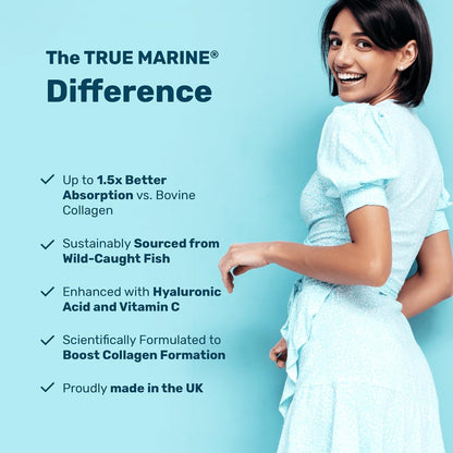 TRUE MARINE Collagen Capsules - 2,400mg of Marine Collagen with Hyaluronic Acid & Vitamin C - Skin, Hair, Nails & Joint Support TRUE MARINEUS supplements