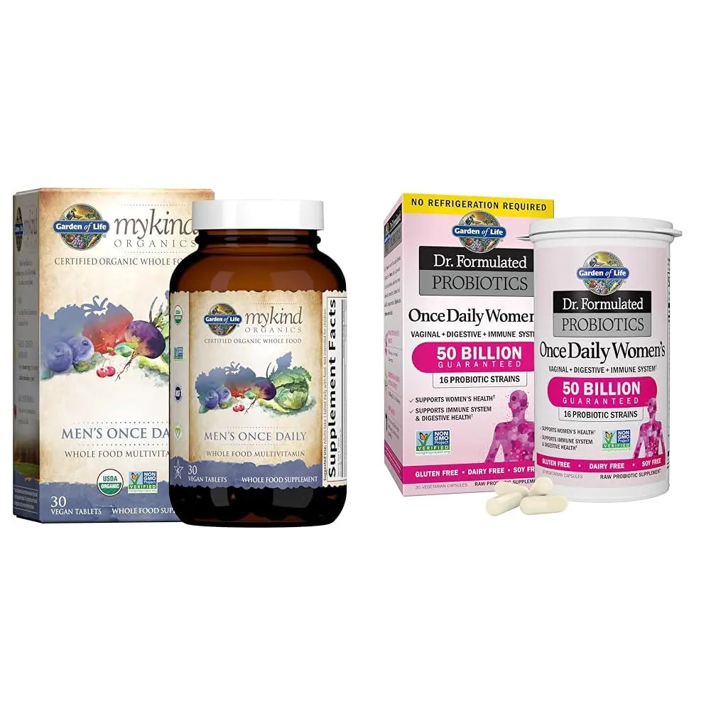 Garden of Life Organics Multivitamin for Men & Dr. Formulated Women's Probiotics Once Daily, 16 Strains, 50 Billion, 30 Capsules Garden of LifeAu supplements