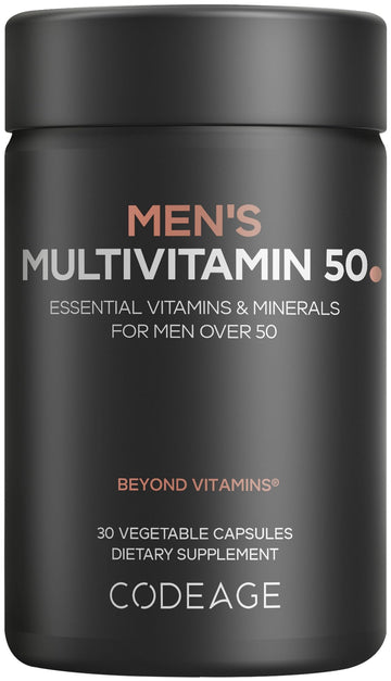 Codeage Men's Multivitamin 50 - Essential Vitamins & Minerals for Men Over 50 - Daily Multivitamins for Men Supplement - Vitamin A, C, D3, E, B6, B1, CoQ10, Probiotics, Lutein - Non-GMO - 30 Capsules CodeageAu supplements