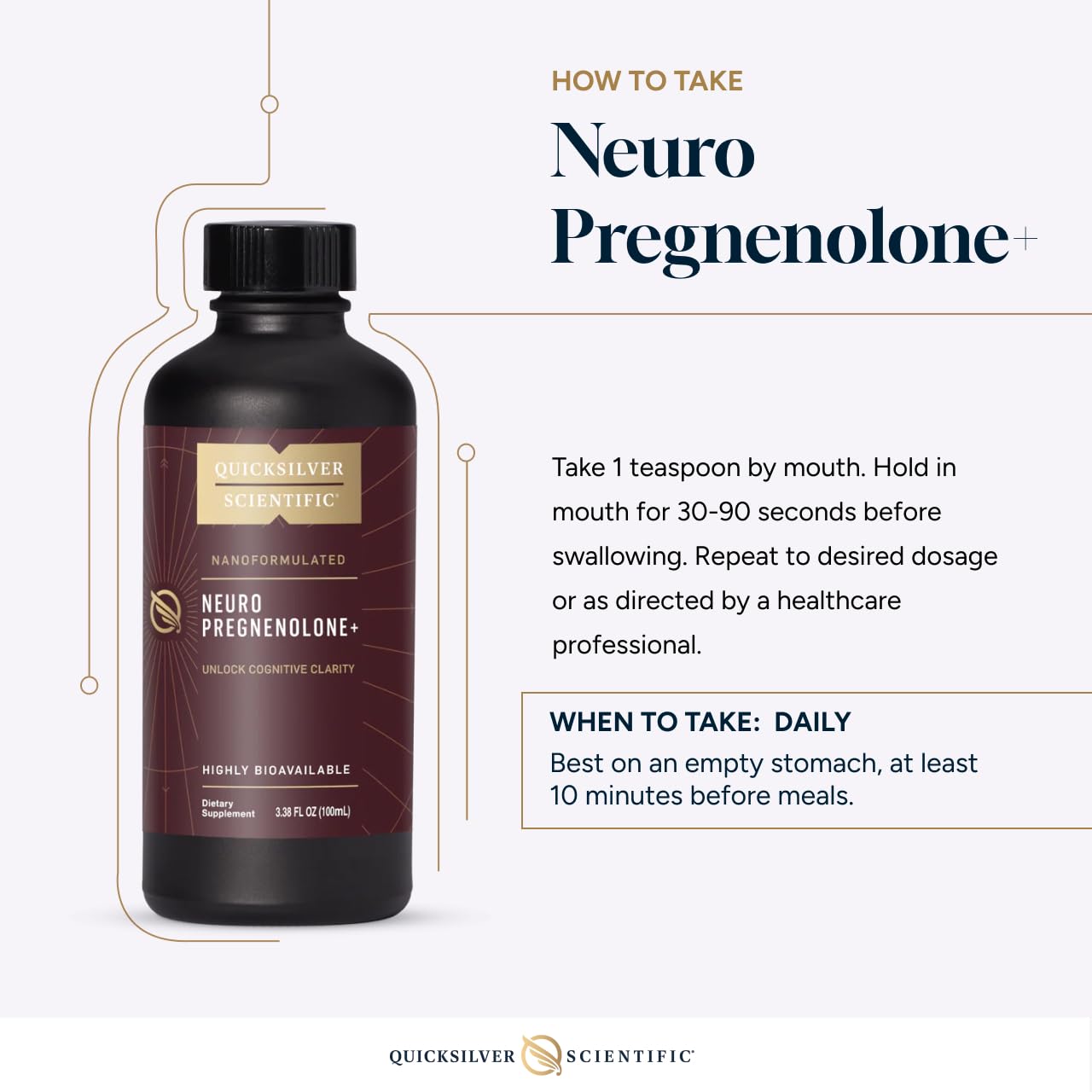 Quicksilver Scientific Neuro Pregnenolone+ - Brain Support Supplement for Neurological Health - Neuroactive Ingredients - Rapid Absorption - Vegan, Sugar-Free & Gluten-Free - 3.38 fl oz (20 Servings) Quicksilver ScientificAu supplements