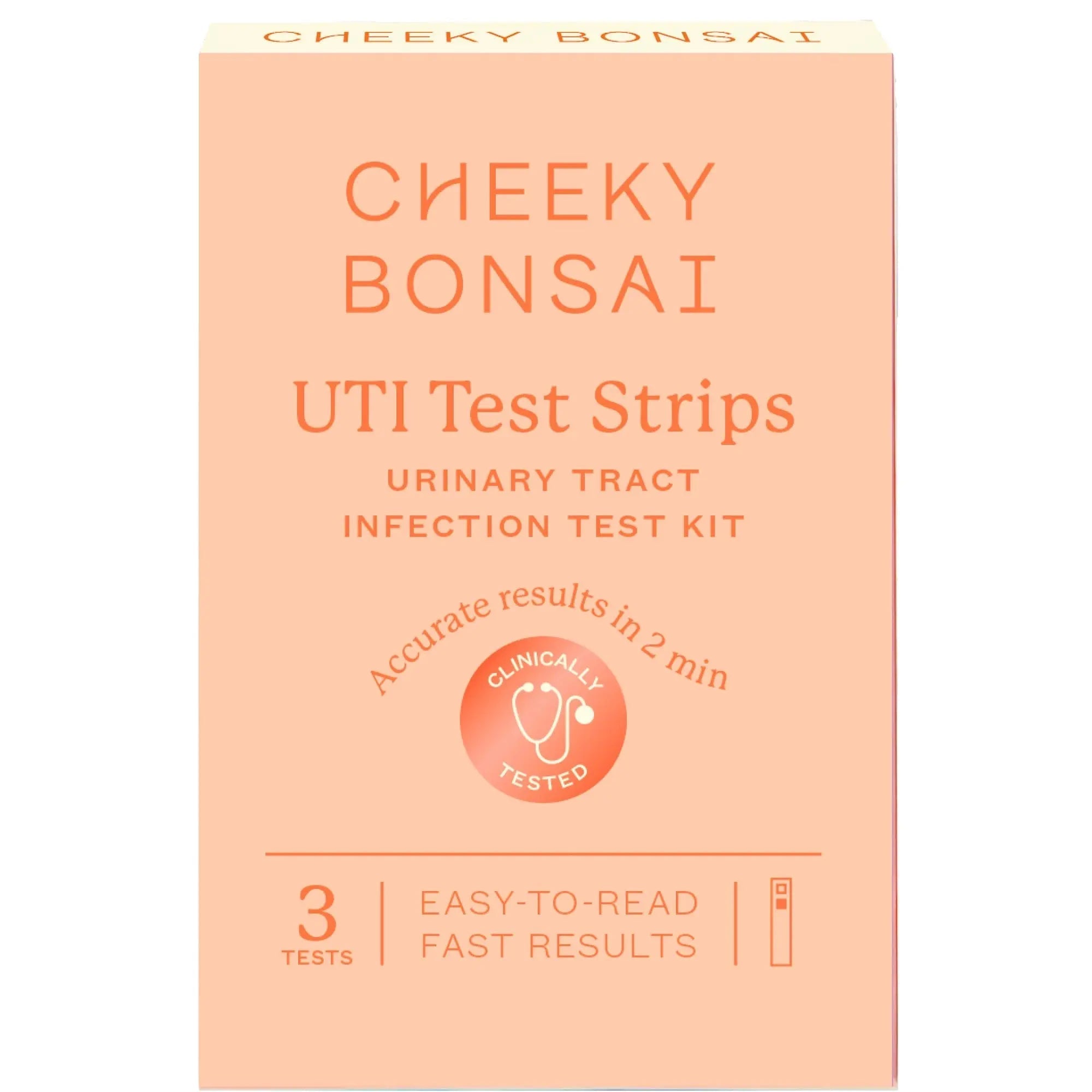 Cheeky Bonsai, Urinary Tract Infection (UTI) Test Strips, Accurate Results in 2 Minutes, Clinically Tested, Same Test Doctors Use, Easy to Read Results, 3 Count Cheeky BonsaiAu supplements