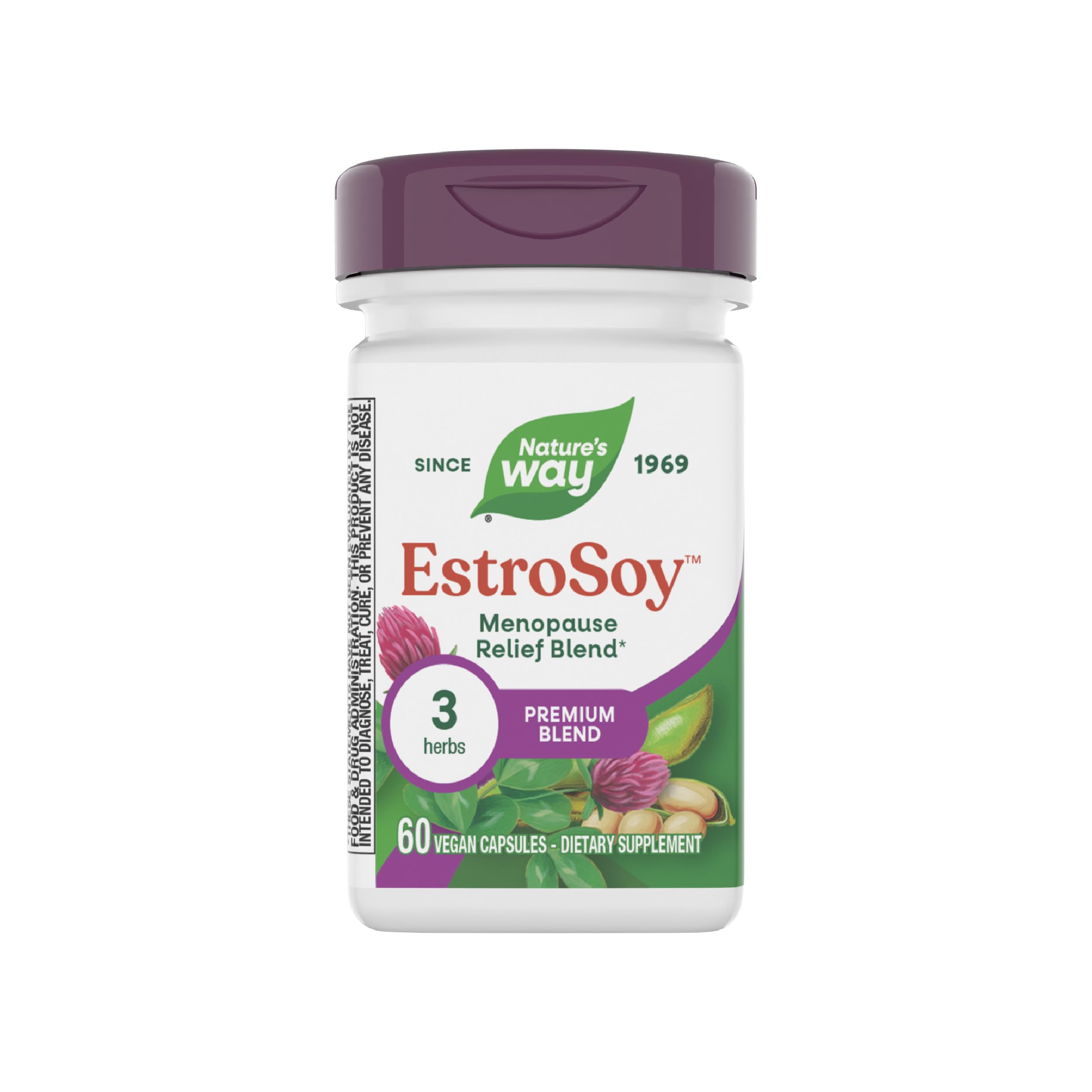 Nature's Way EstroSoy, Menopause Relief Blend*, Helps Relieve Menopausal Symptoms*, Black Cohosh, Fermented Soy Extracts, Red Clover, 60 Vegan Capsules (Packaging May Vary) Nature's WayAu supplements