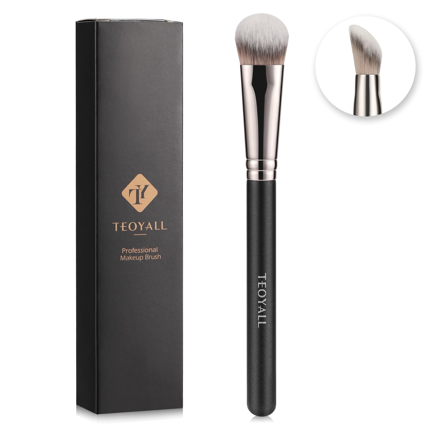 TEOYALL Angled Concealer Brush, Synthetic Contour Brush for Blending Setting Buffing with Liquid, Cream and Powder Cosmetic (Angled Brush) TEOYALLAu supplements