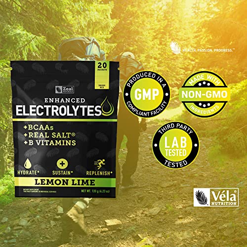 Enhanced Electrolyte Powder Stick Packs (Lemon Lime - 20 Packets) Sugar Free Zeal NaturalsAu supplements