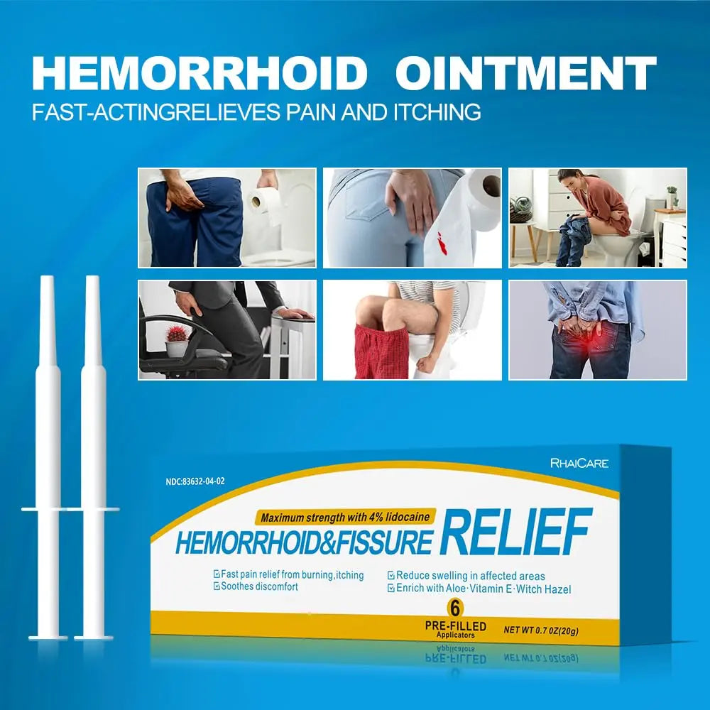 RHAICARE Hemorrhoid and Fissure Treatment Ointment (6 Pre-Filled Pack),Hemorrhoid and Fissure Cream Witch Hazel Maximum Strength Pain Relief,for Itching and Swelling RHAICAREAu supplements