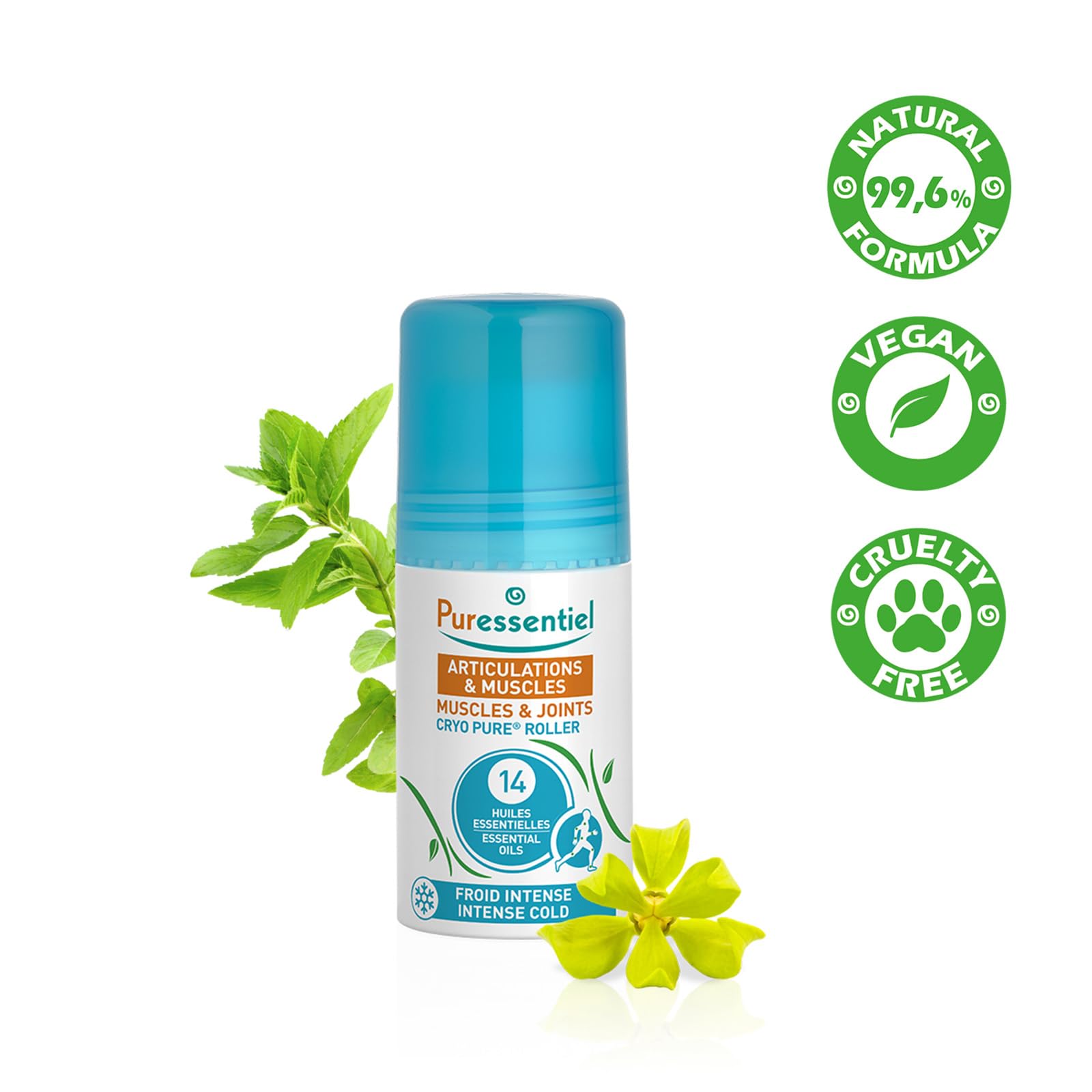 Puressentiel Muscles and Joints Cryo Pure Roller - Natural Menthol and Essential Oils Soothe Muscles - Long Lasting Cooling Sensation - 2.5 oz PuressentielAu supplements