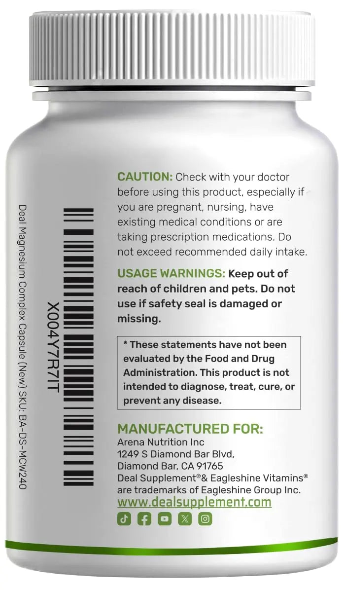 12‑in‑1 Magnesium Complex for Women 1,000 mg, 240 Vegetarian Capsules | Magnesium Glycinate, Citrate, Malate, Taurate, Orotate, Oxide & More | Chelated & Purified for Better Absorption DEAL SUPPLEMENTnz supplements