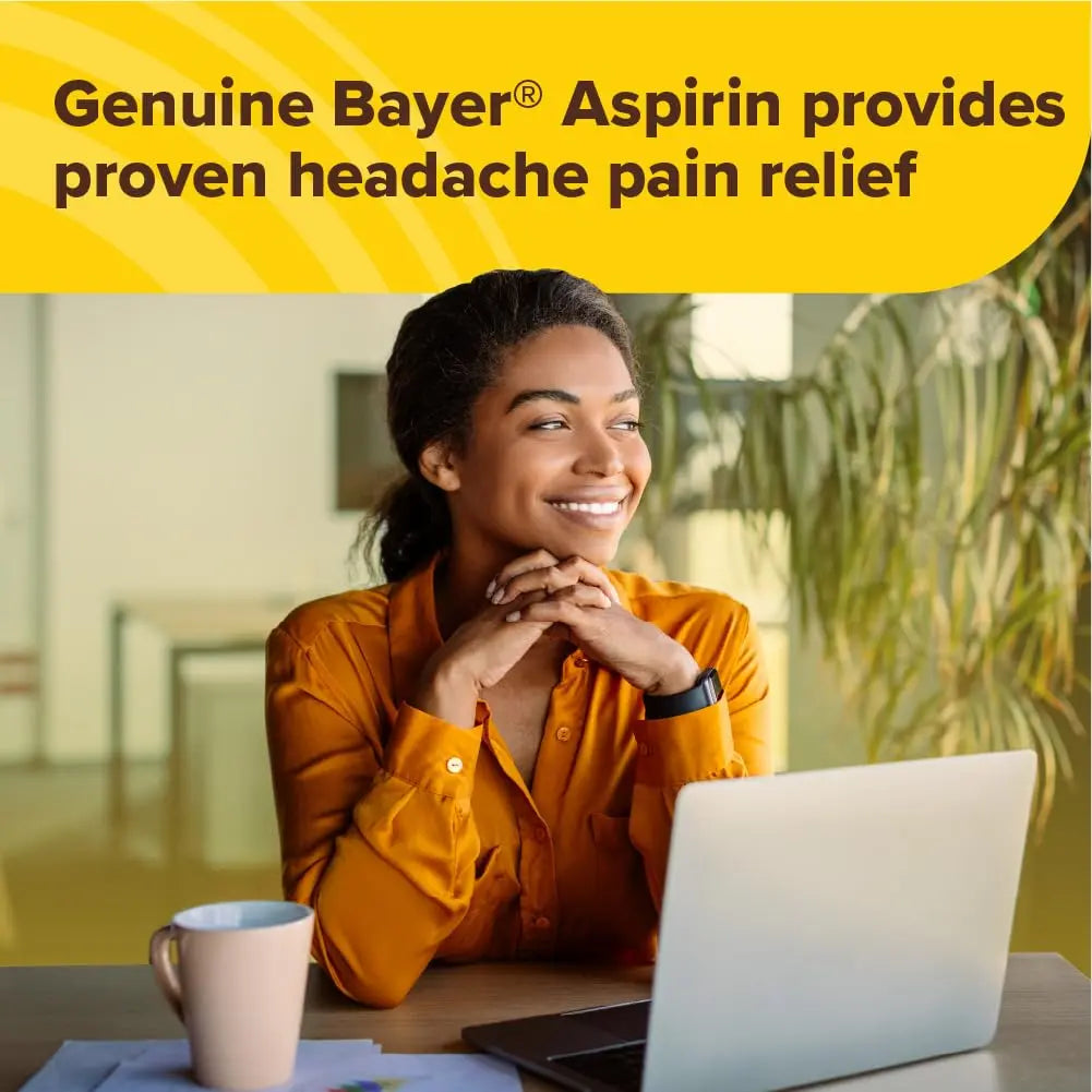 Bayer Genuine Aspirin 325 mg, Coated Tablets for Headache Relief, Multi-Symptom Pain Reliever and Fever Reducer, Pain Relief Tablets for Tooth and Muscle Pain, Backache, 300 Ct BayerAu supplements