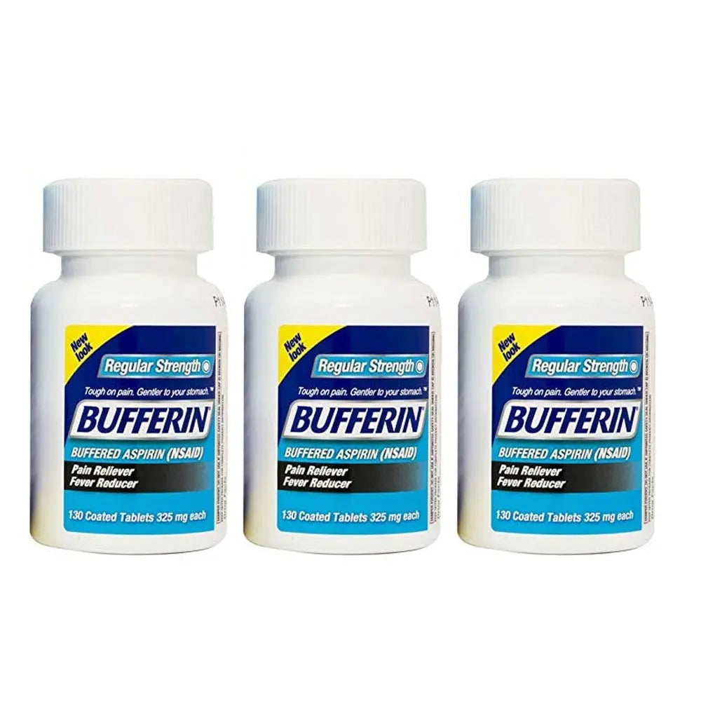 Bufferin Buffered Aspirin (NSAID) Coated Tablets Pain Reliever/Fever Reducer 130 ea (Pack of 3) BufferinAu supplements
