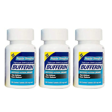Bufferin Buffered Aspirin (NSAID) Coated Tablets Pain Reliever/Fever Reducer 130 ea (Pack of 3) BufferinAu supplements