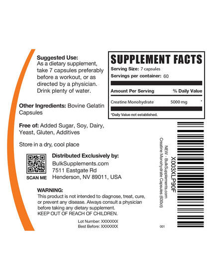 BULKSUPPLEMENTS.COM Creatine Monohydrate Capsules - Micronized Creatine Monohyd BULKSUPPLEMENTS.COMUS supplements