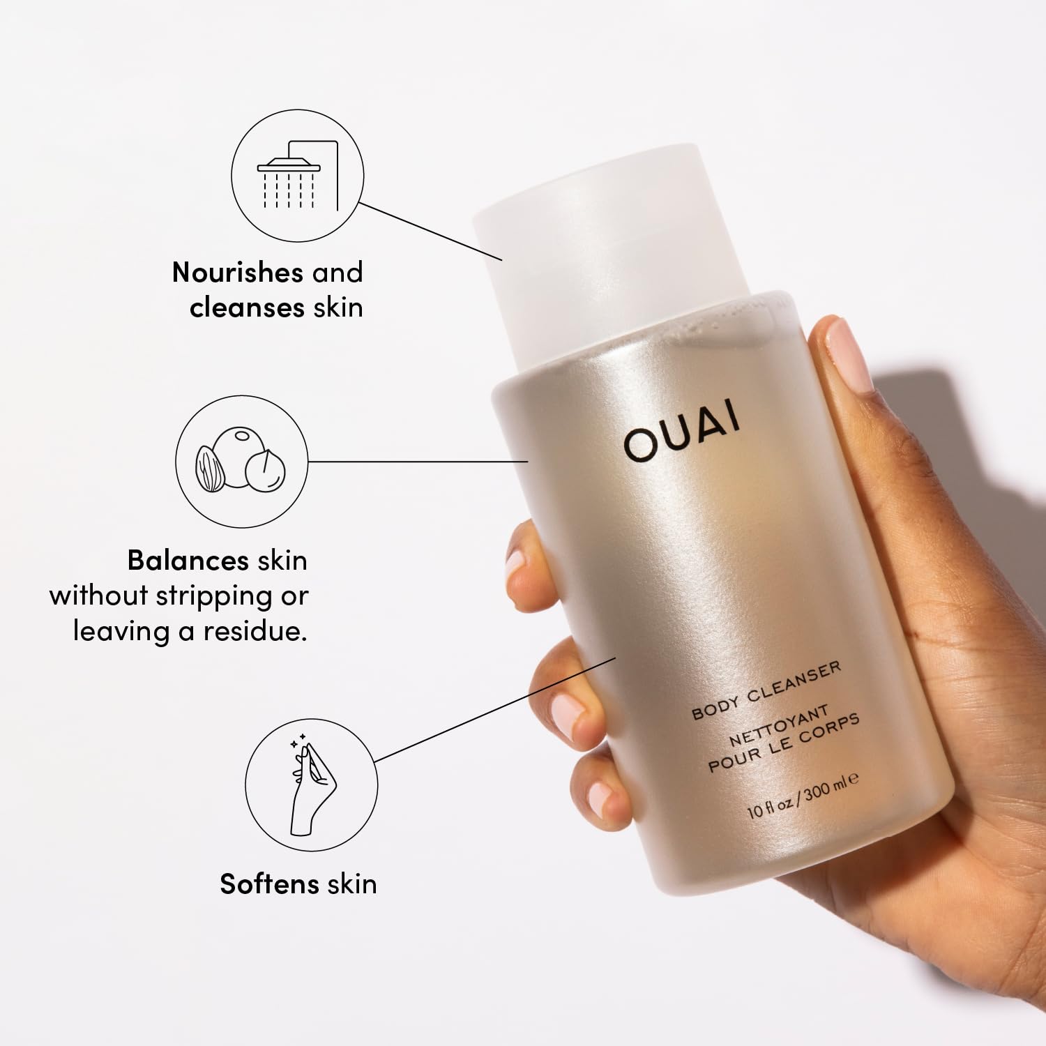 OUAI Body Cleanser, Dean Street - Foaming Body Wash with Jojoba Oil and Rosehip Oil to Hydrate, Nurture, Balance and Soften Skin - Paraben, Phthalate and Sulfate Free Skin Care Products (10 Fl Oz) OUAIAu supplements
