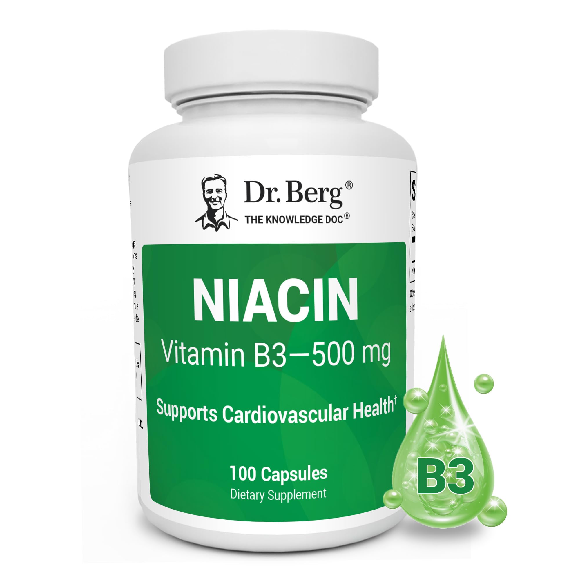 Dr. Berg Highly-Potent Niacin 500 mg – Now Only 125 mg per Capsule for Niacin Flush Tolerance Building – Gradually Increase to 500mg a Day – Vitamin B3 for Heart, Brain & Energy Support – 100 Capsules Dr. Berg NutritionalsAu supplements